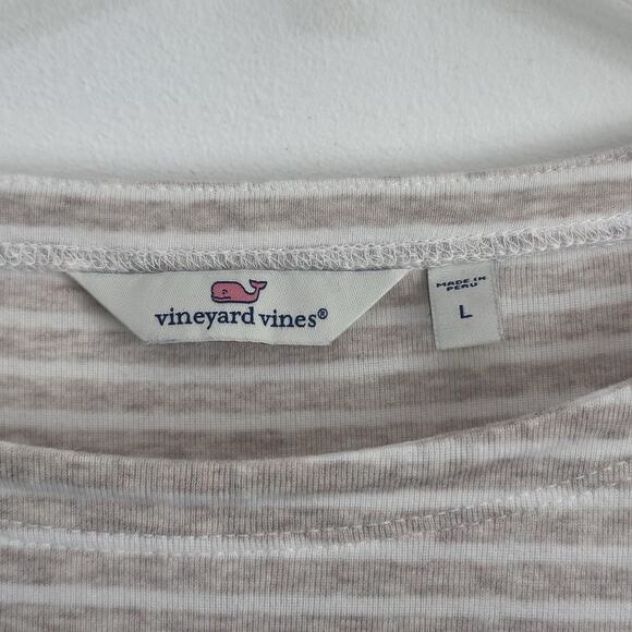 Vineyard Vines Womens Tee L Boat Neck 3/4 Sleeve Preppy Stripes Casual Pullover - Picture 5 of 8